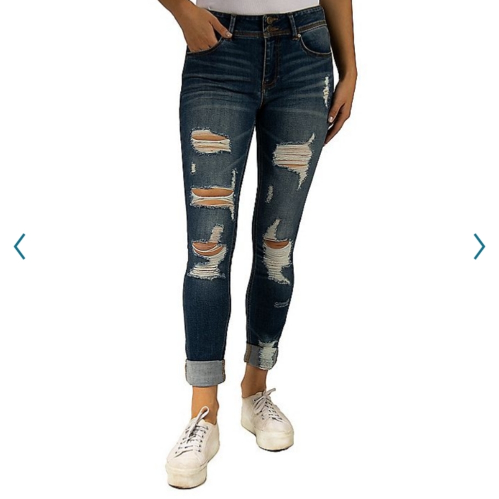 Distressed midrise jeans